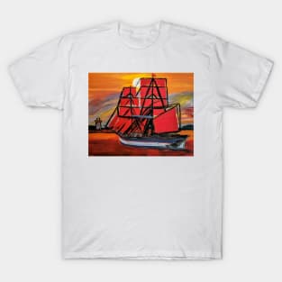 Out sailing at sunset. T-Shirt